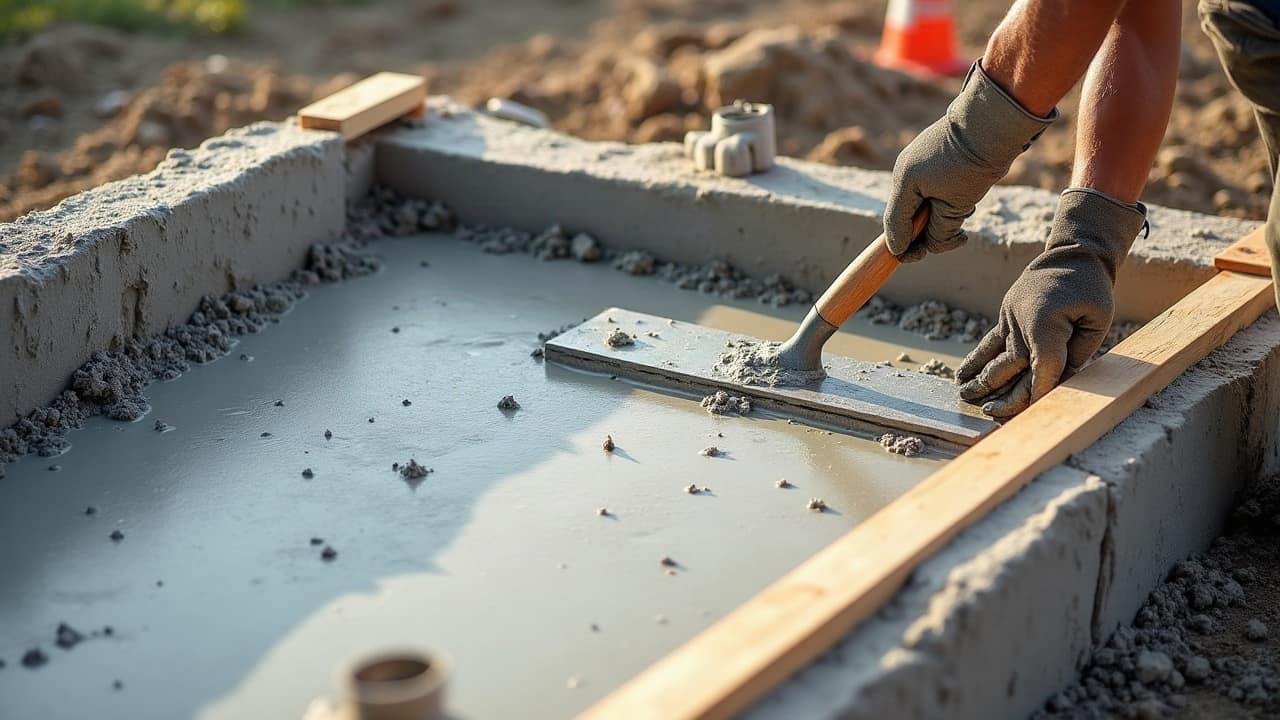 Dalle en béton recouverte d'une bâche de cure pour protéger le durcissement pendant les premiers jours